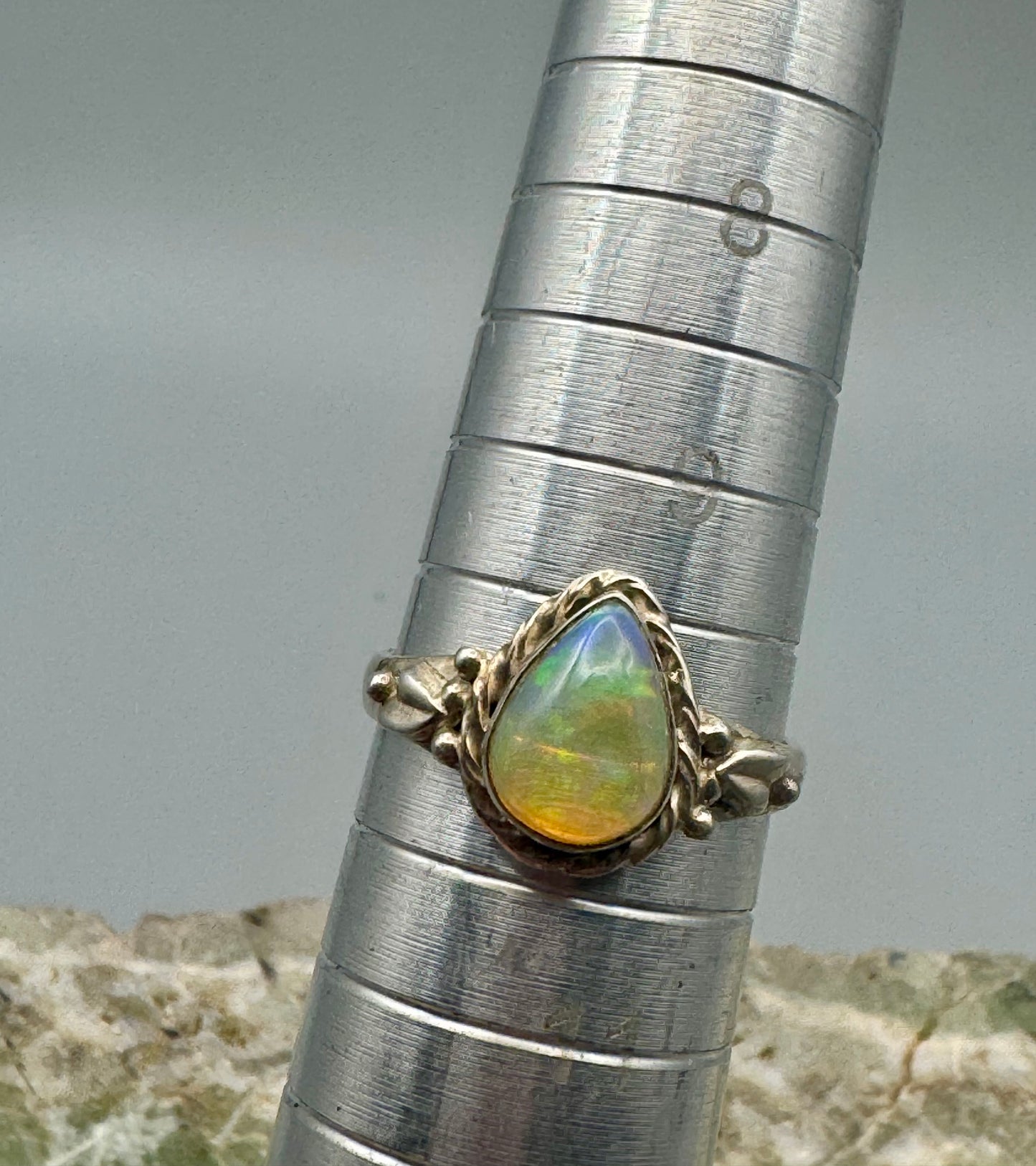Opal teardrop ring
