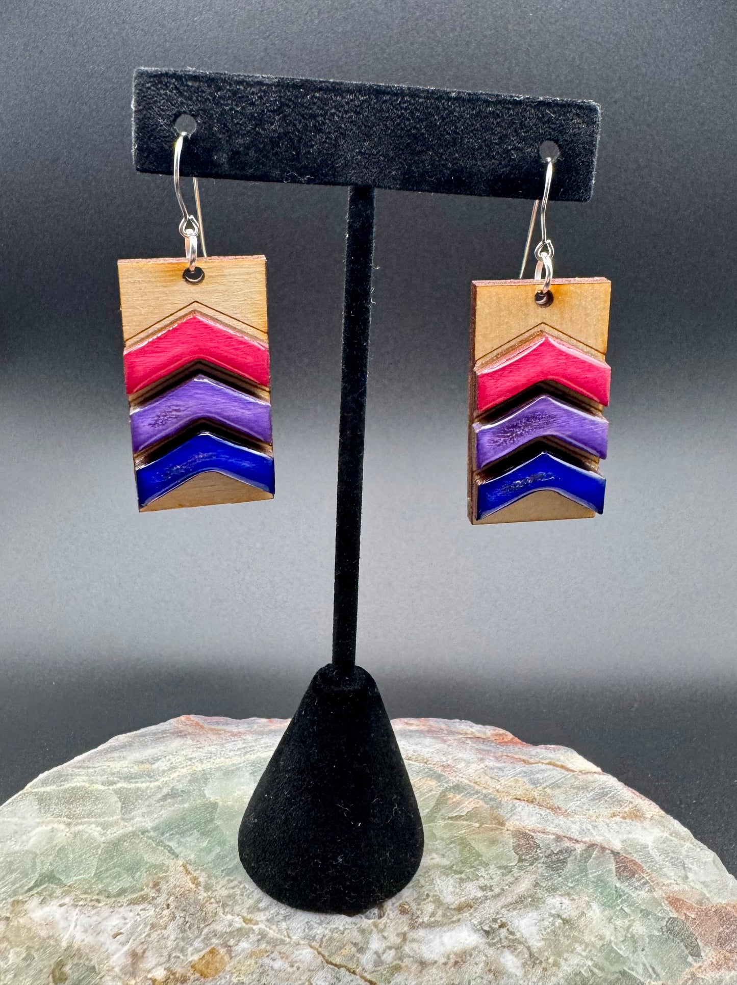 PRIDE Pink Purple Blue Wood earrings