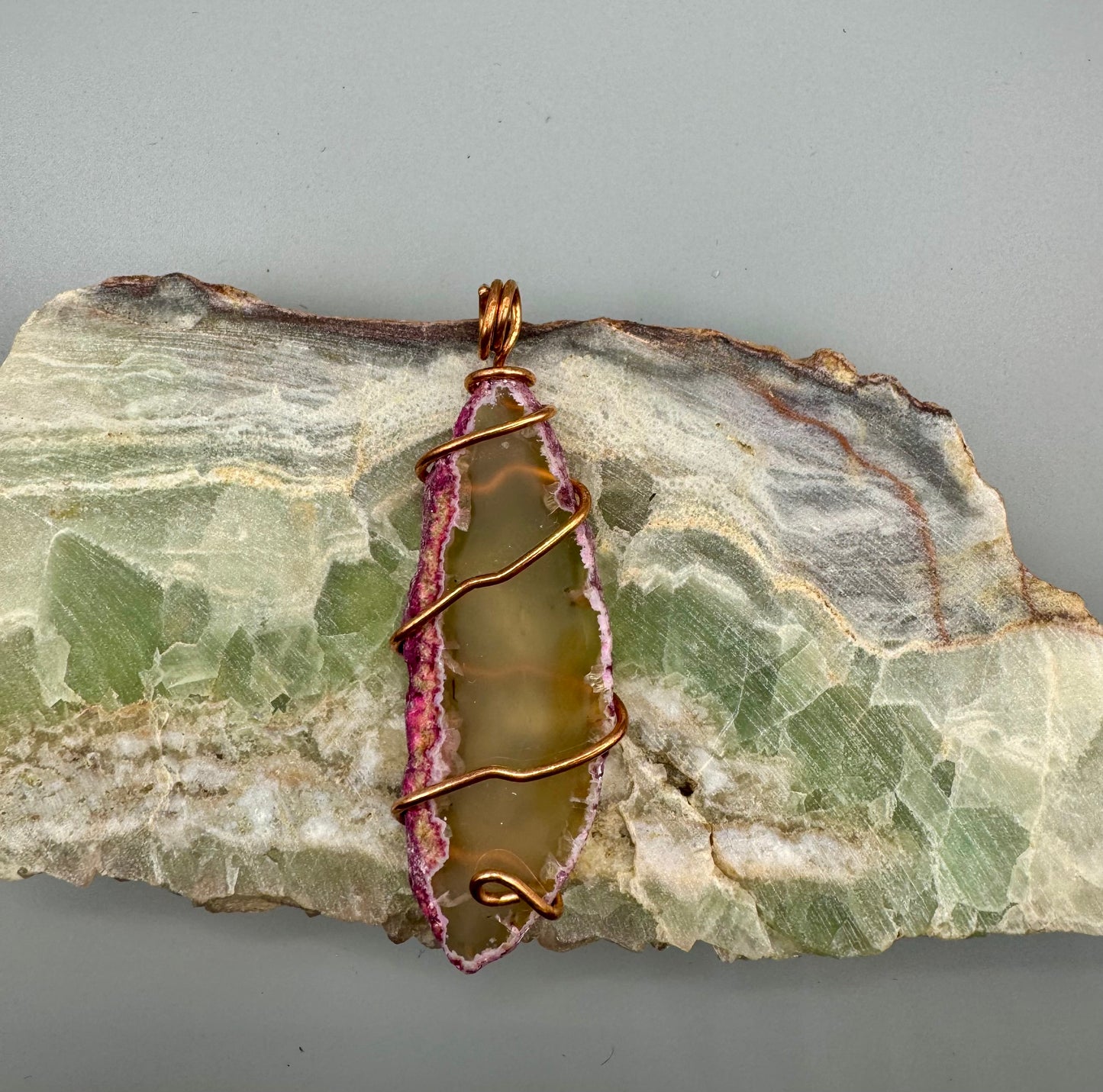 Copper wrapped agate pendents