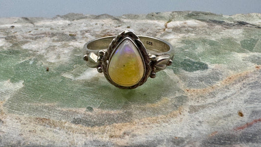 Opal teardrop ring