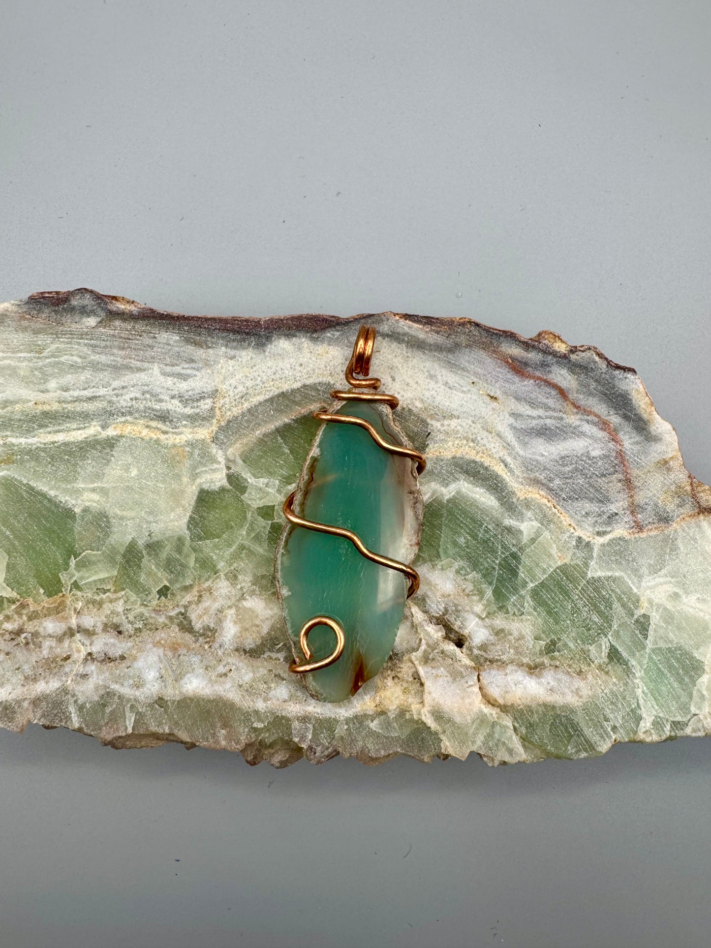 Copper wrapped agate pendents