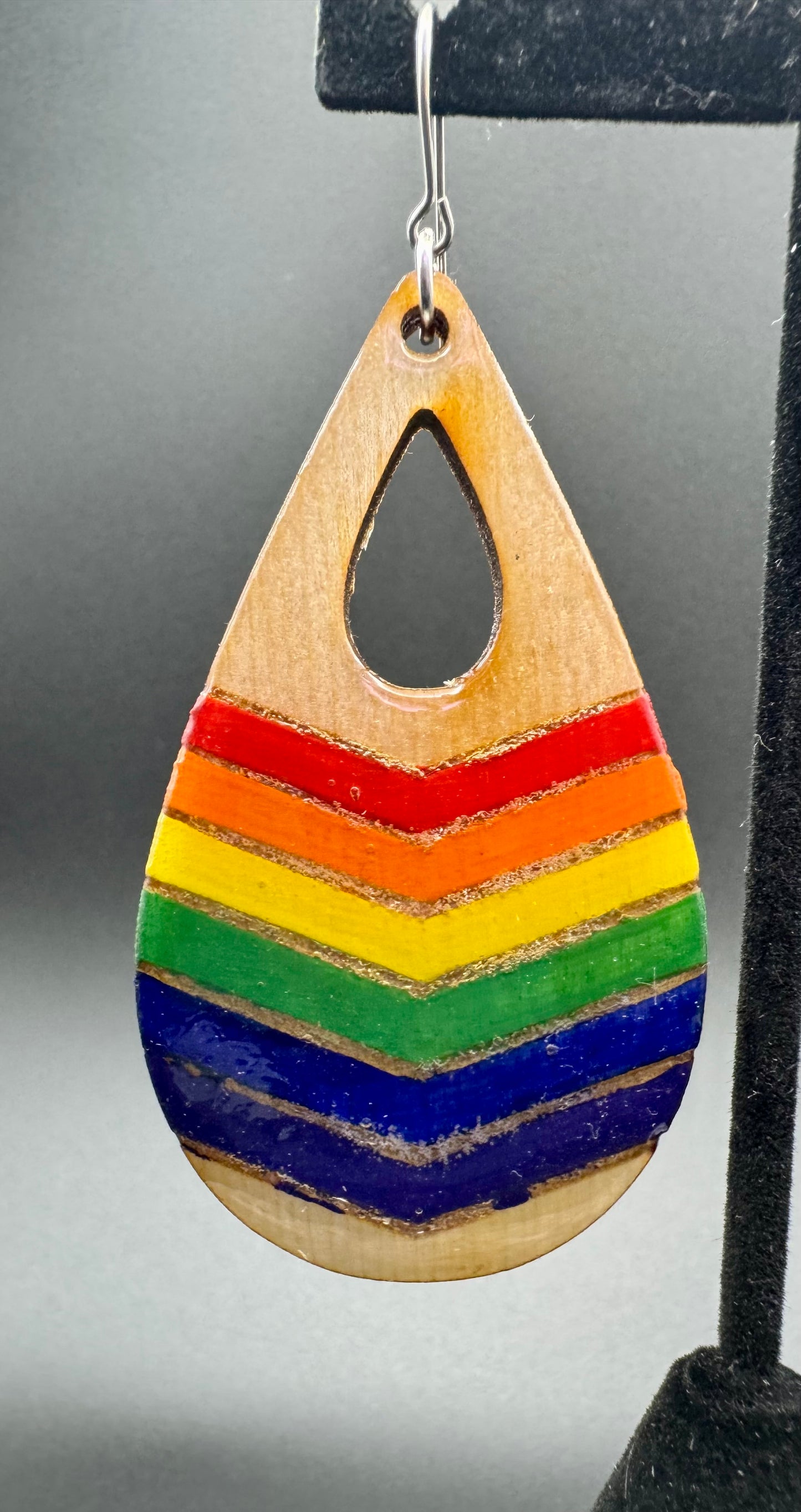 Teardrop PRIDE wood earrings